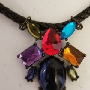 New multicolored pendant on black leather cord